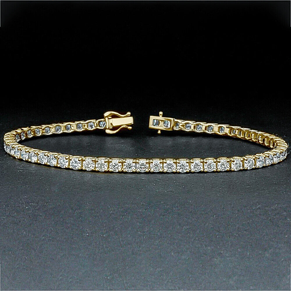 Dazzling Certified Natural Green Emerald Tennis Bracelet 14k Solid Gold Charm - Image 3 - GEMHUB