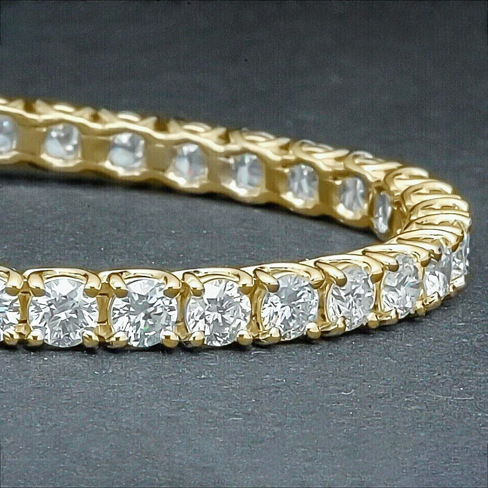 Dazzling Certified Natural Green Emerald Tennis Bracelet 14k Solid Gold Charm - Image 4 - GEMHUB