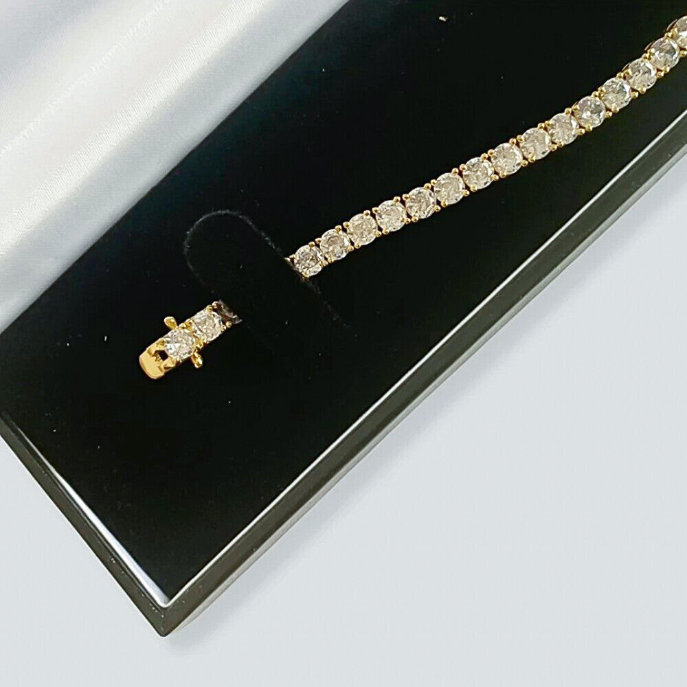 GDGL Certified 14k Yellow Gold 2.00CT Round Cut Natural Diamond Tennis Bracelet - Image 4 - GEMHUB