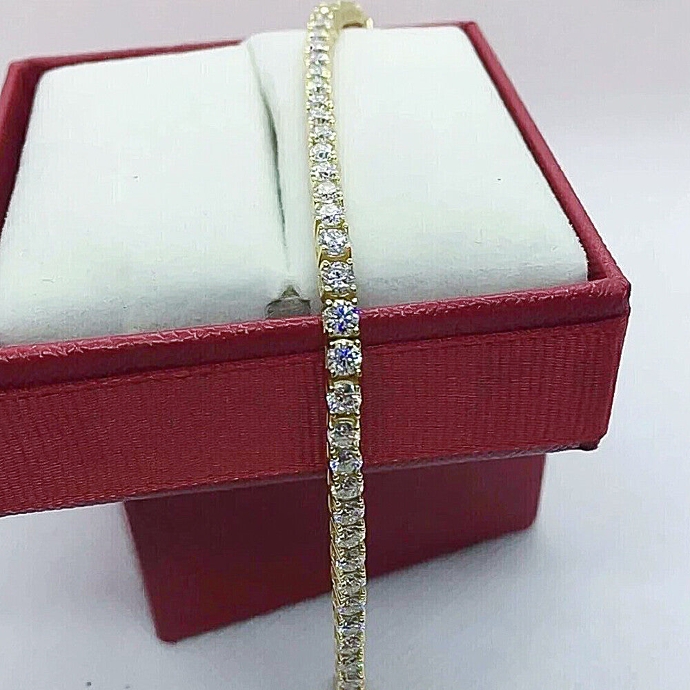 7.50CT Round Cut Natural Diamond Tennis Bracelet Wedding Gift 14K White Gold - GEMHUB