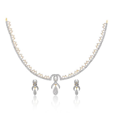 2.73 Ct Diamond Jewellery Set G-H VS Natural Diamond Necklace & Earrings