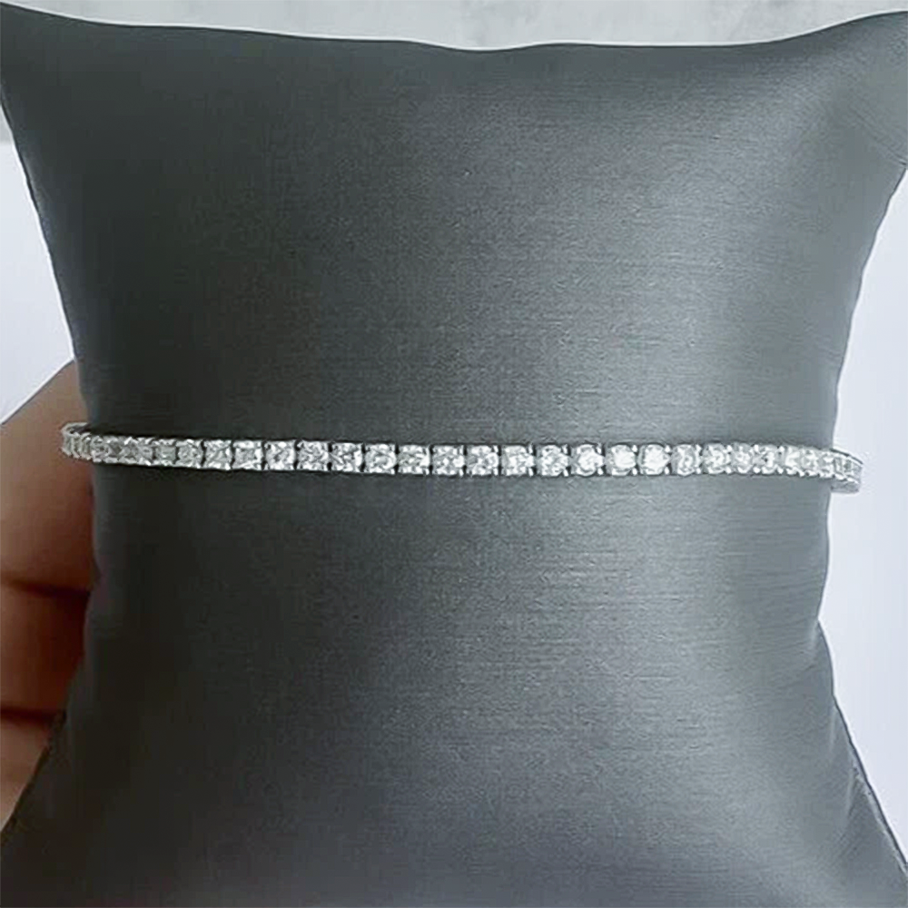 3.49Ct Natural Diamond Tennis Bracelet Engagement Wedding Round 14k Gold - GEMHUB