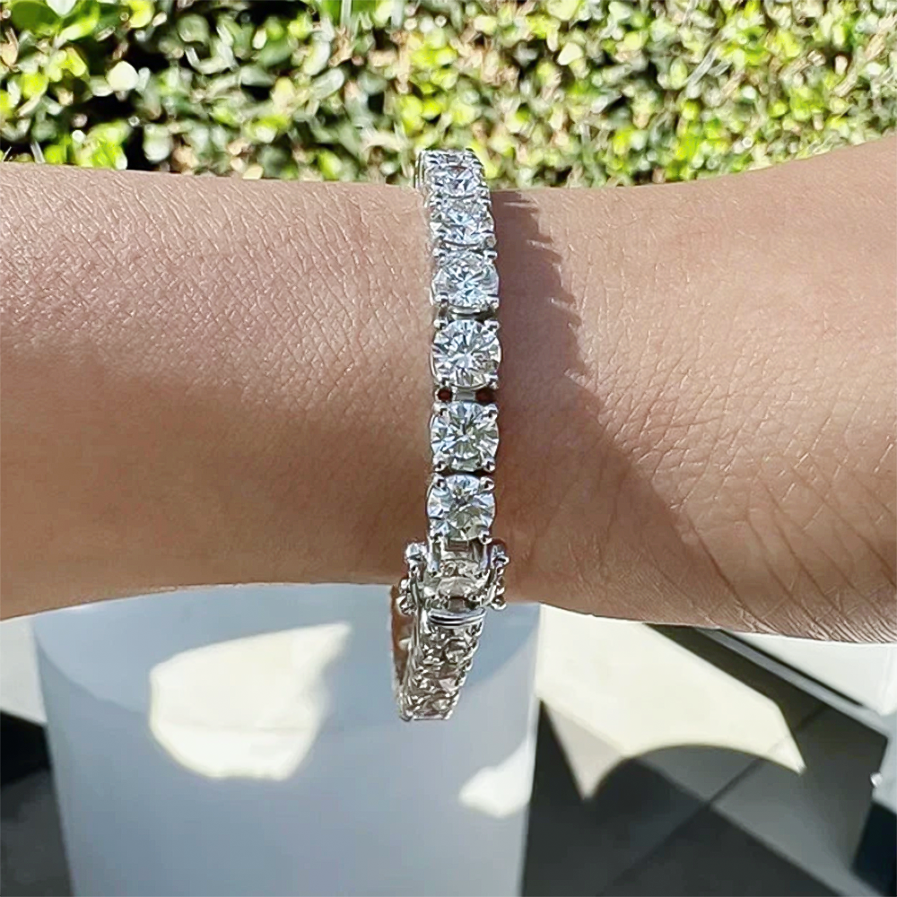 Wedding Gift 10.35Ct Natural Diamond Tennis Bracelet For Women 14k White Gold - Image 2 - GEMHUB