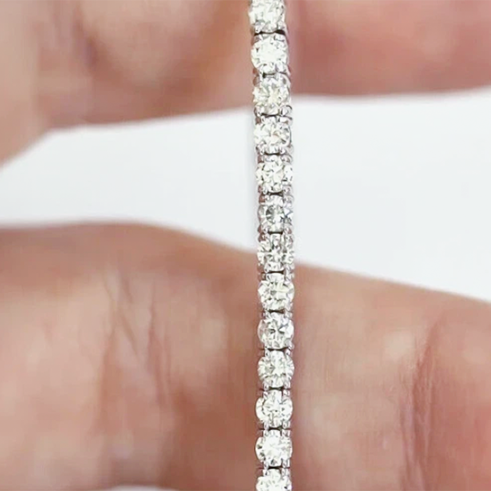 5CT Round Cut Natural Diamond Engagement Gift For Tennis Bracelet 14k White Gold - GEMHUB