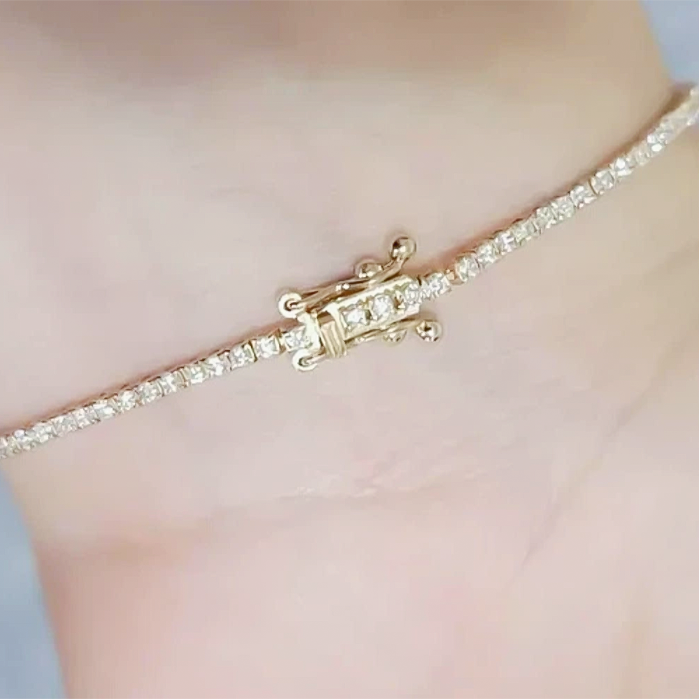 Elegant 14K Yellow Gold Natural Diamond Tennis Bracelet IGI Certified Daily Wear - GEMHUB