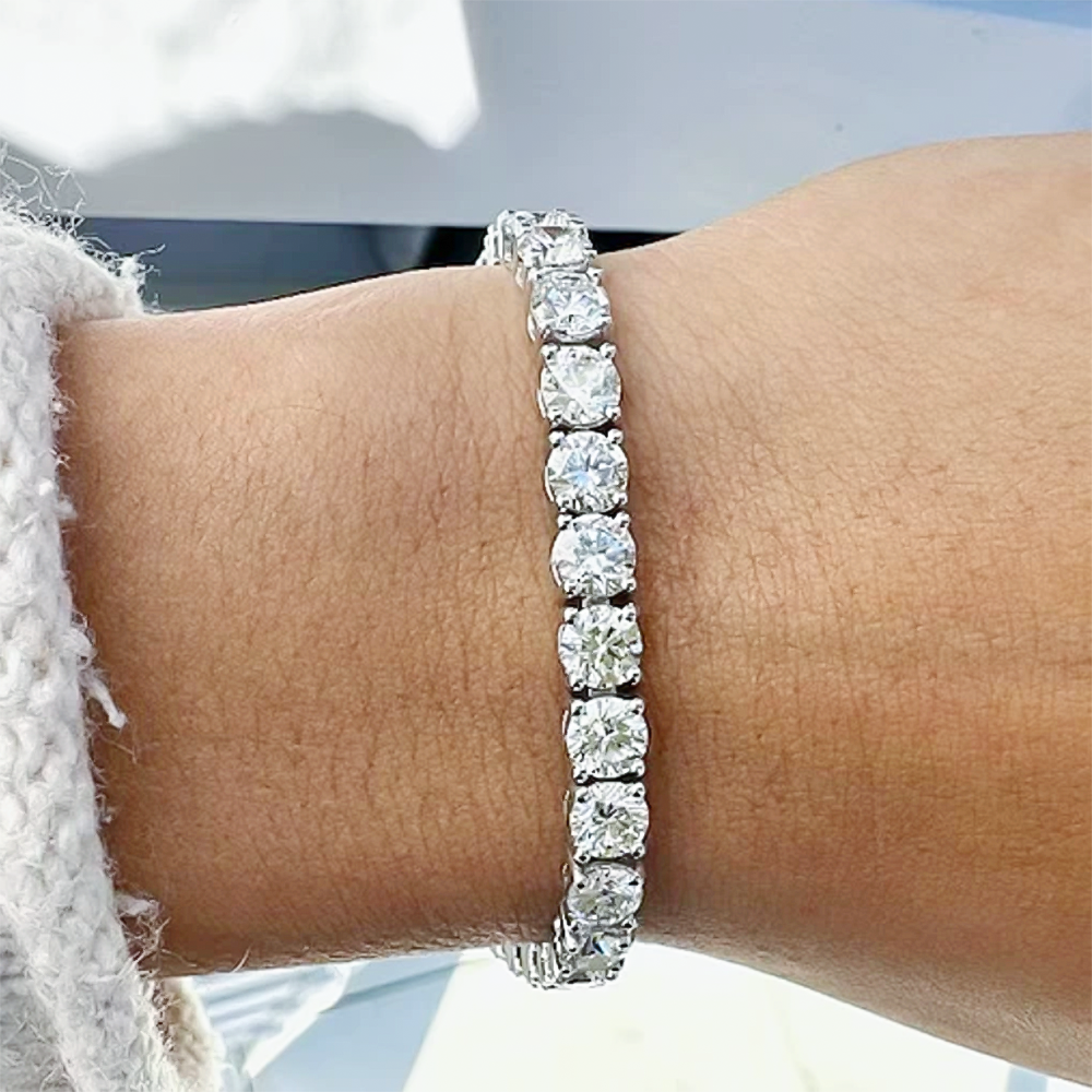 14K White Gold 7.00CT Round Cut Natural Diamond Tennis Bracelet Wedding Gift - Image 3 - GEMHUB