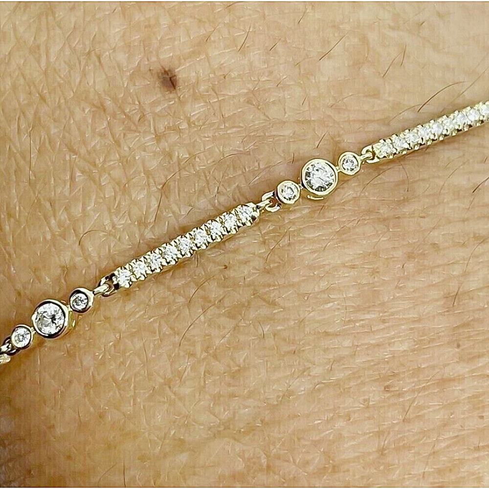 2Ct Round Cut Natural Diamond GH SI Women's Tennis Bracelet Real 14k Yellow Gold - Image 4 - GEMHUB