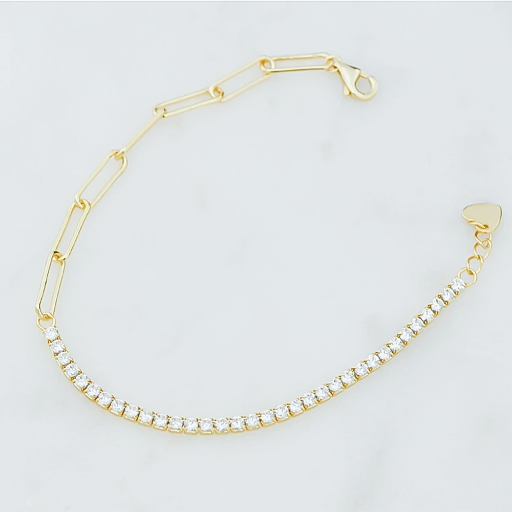 Women 1.50Ct Round Natural GH/SI Diamond Chain Tennis Bracelet 14k Yellow Gold - Image 4 - GEMHUB