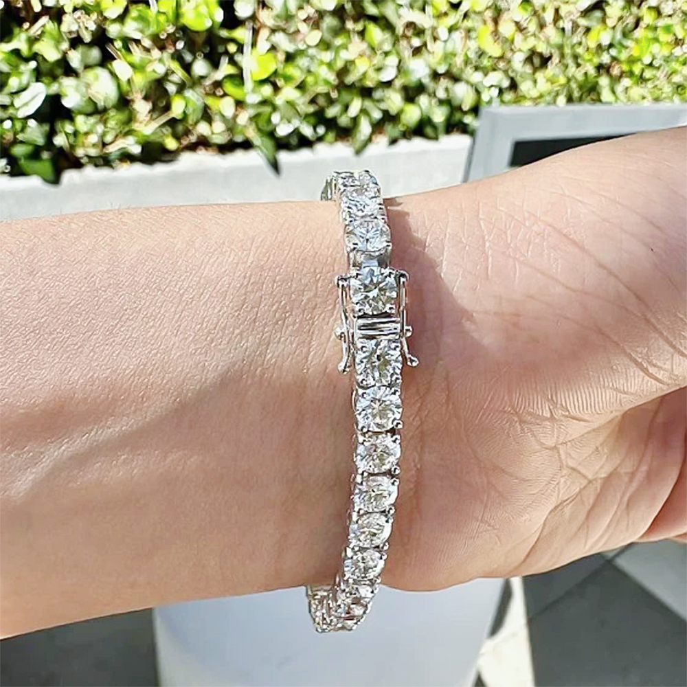 14K White Gold 7.00CT Round Cut Natural Diamond Tennis Bracelet Wedding Gift - Image 4 - GEMHUB
