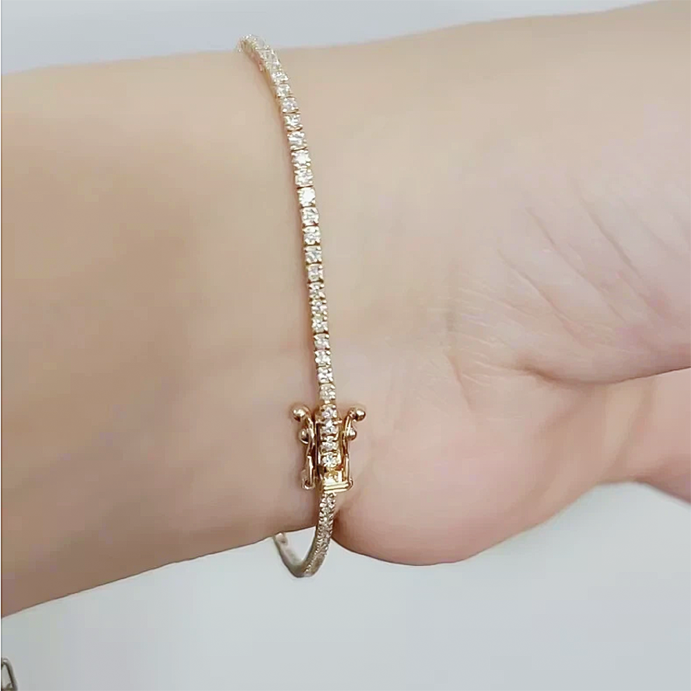 Elegant 14K Yellow Gold Natural Diamond Tennis Bracelet IGI Certified Daily Wear - Image 2 - GEMHUB