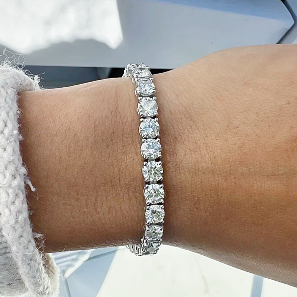Wedding Gift 10.35Ct Natural Diamond Tennis Bracelet For Women 14k White Gold - Image 4 - GEMHUB
