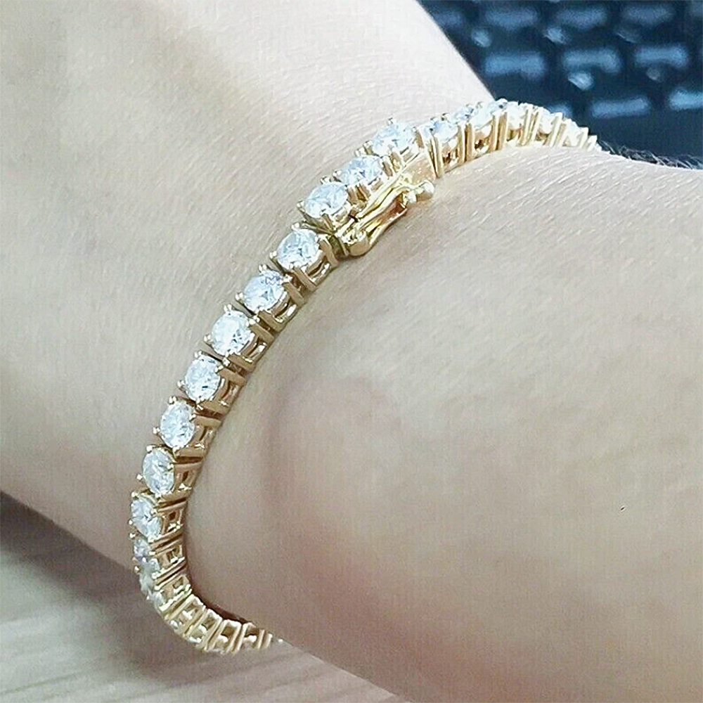 Valentine Special Gift Round Cut 5.40Ct Natural Diamond Tennis Bracelet 14k Gold - Image 3 - GEMHUB