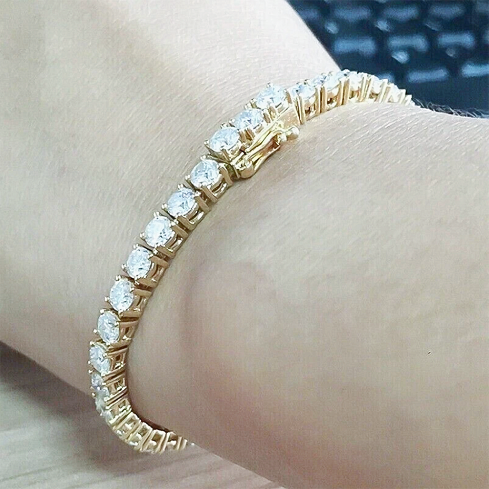 Valentine Special Gift Round Cut 5.40Ct Natural Diamond Tennis Bracelet 14k Gold - Image 4 - GEMHUB