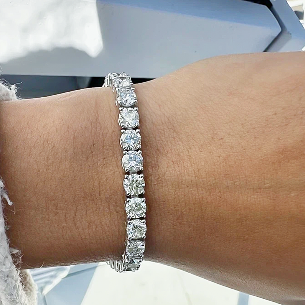 Wedding Gift 10.35Ct Natural Diamond Tennis Bracelet For Women 14k White Gold - Image 3 - GEMHUB