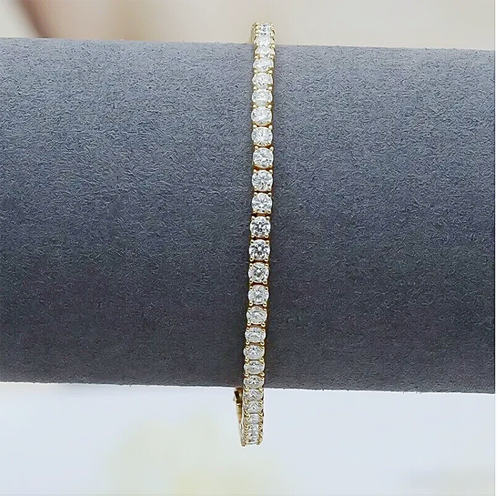 Certified GH/SI 6.20Ct Natural Diamond 14Kt Yellow Gold Tennis Bracelet Fro Her - Image 4 - GEMHUB
