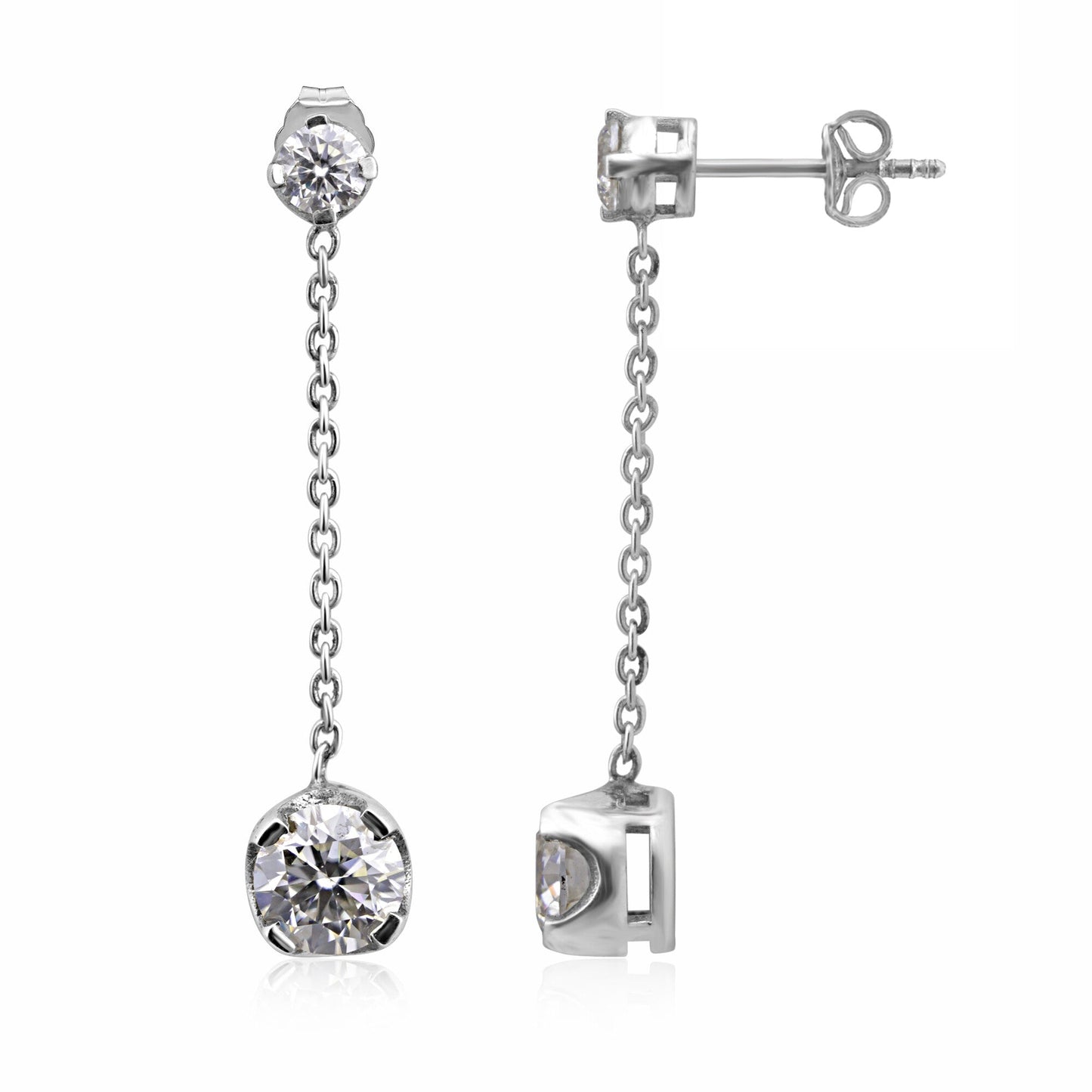 6 Ct Round Cut Lab Grown Diamond Earrings - View 6
