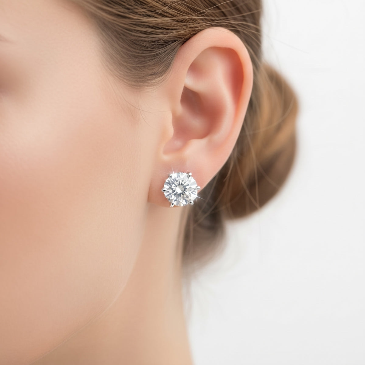 4.00 Ct Round Cut Lab Grown Diamond Earrings - View 6