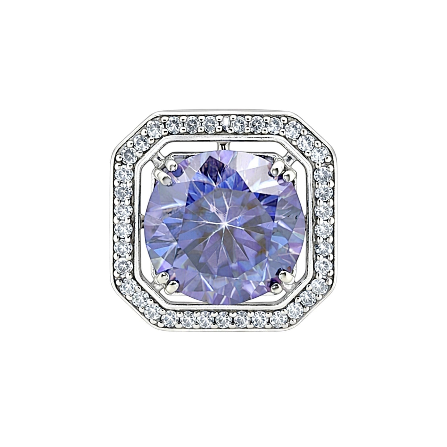 3 Ct Round Cut Blue Lab Grown Diamond Pendant - GEMHUB