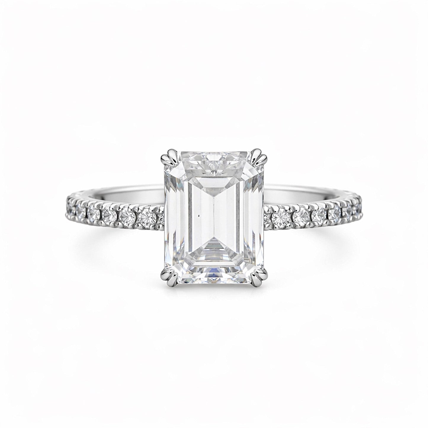 3.30 Ct Emerald Cut Lab Grown Diamond Ring - GEMHUB - View 6