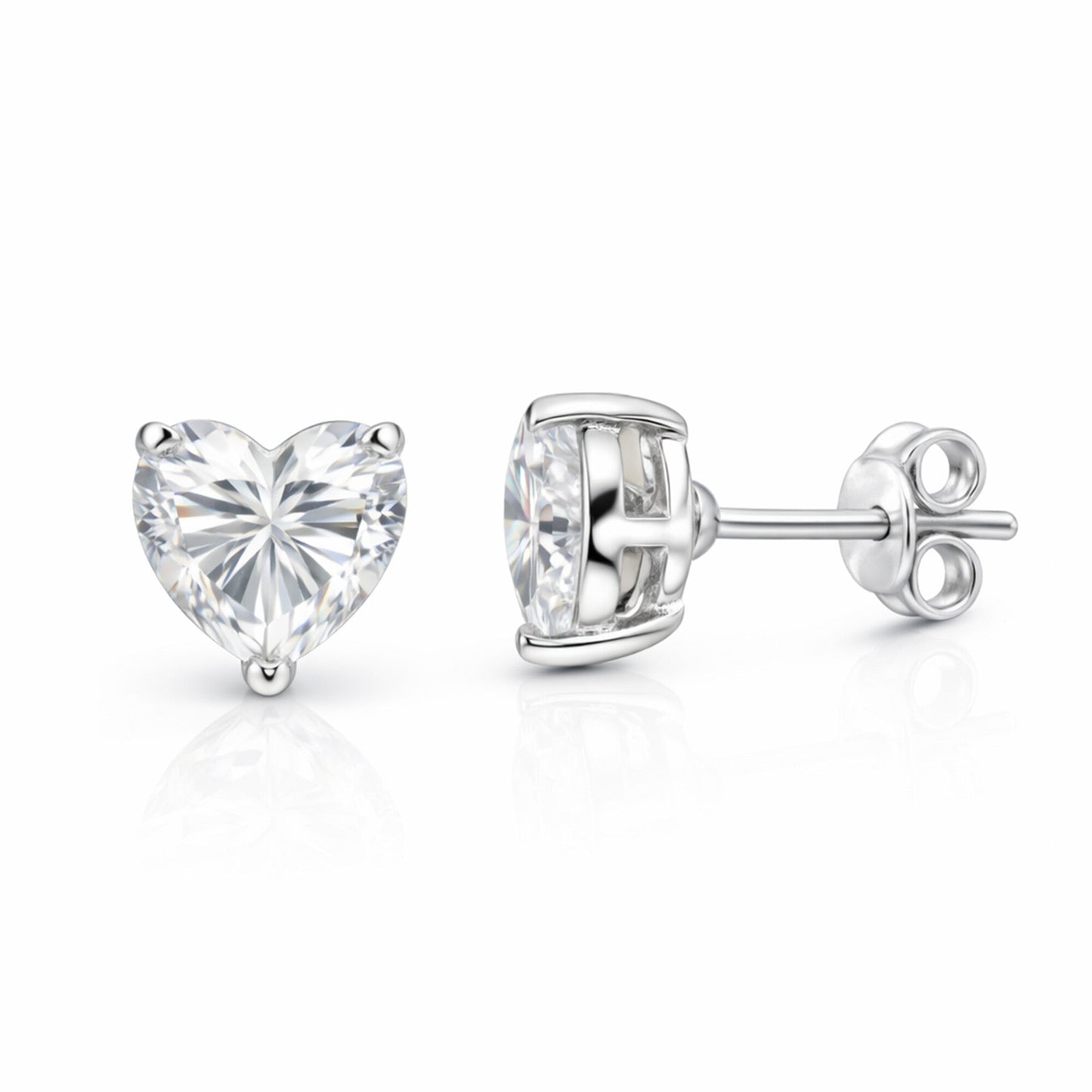4 Ct Heart Cut Lab Grown Diamond Earrings - View 2