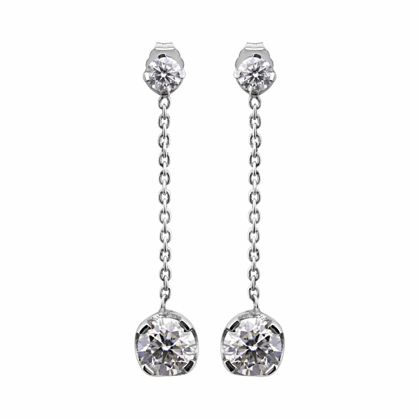 6 Ct Round Cut Lab Grown Diamond Earrings - View 2