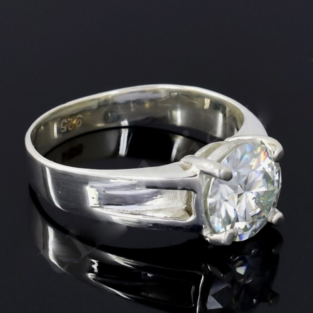 2.50 Ct White Round Cut Certified Moissanite Solitaire Rings 18K Gold Plated Vermei 18K Gold Plated