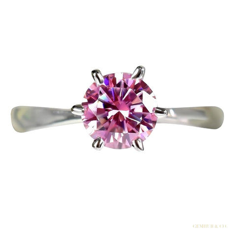 Certified 1.1ct VVS1 Pink Moissanite Ring Jewellery Gift for Women 18K Gold Plated Ve 18K Gold Plated – white background main image