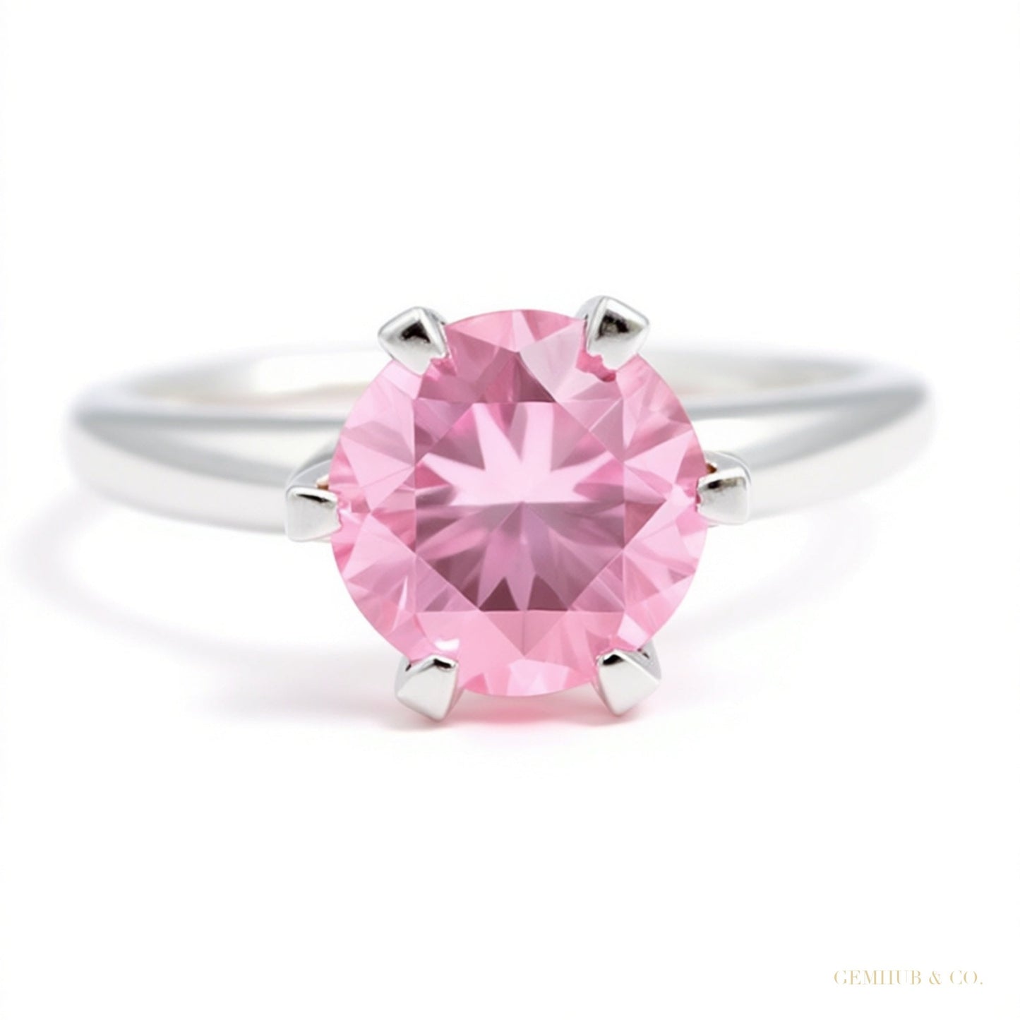 Certified 2.20ct VVS1 Pink Moissanite Solitaire Ring for Lover Gift 18K Gold Plated – white background main image