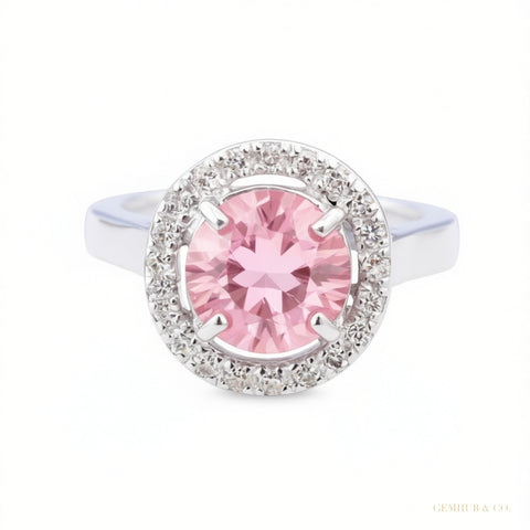 Certified 2.50ct VVS1 Pink Moissanite Ring Jewellery Birthday Gift 18K Gold Plated Ve 18K Gold Plated – white background main image