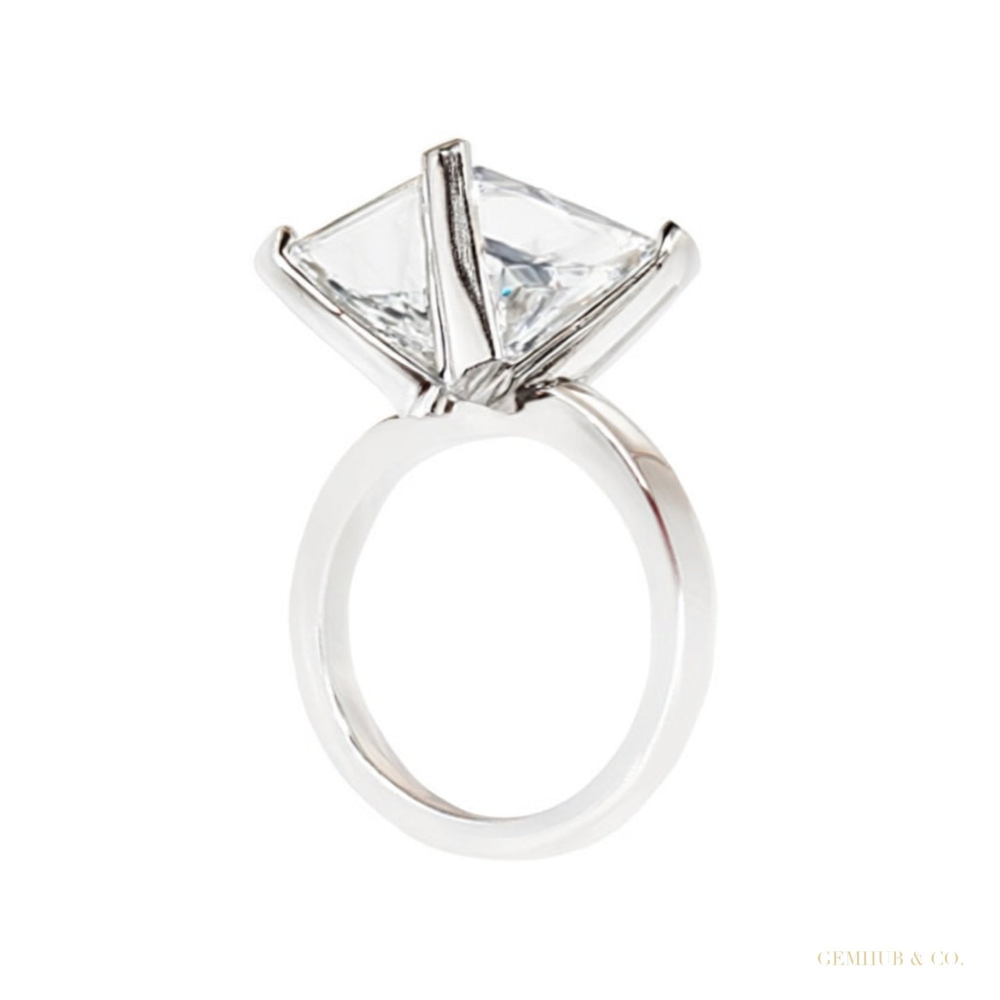 Certified 2.60 ct DEW Cushion Cut White Moissanite Solitaire Ring 18K Gold Plated Vermei 18K Gold Plated – white background main image