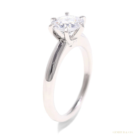 Certified 2.70 ct DEW Round Cut White Moissanite Solitaire Ring 18K Gold Plated – white background main image