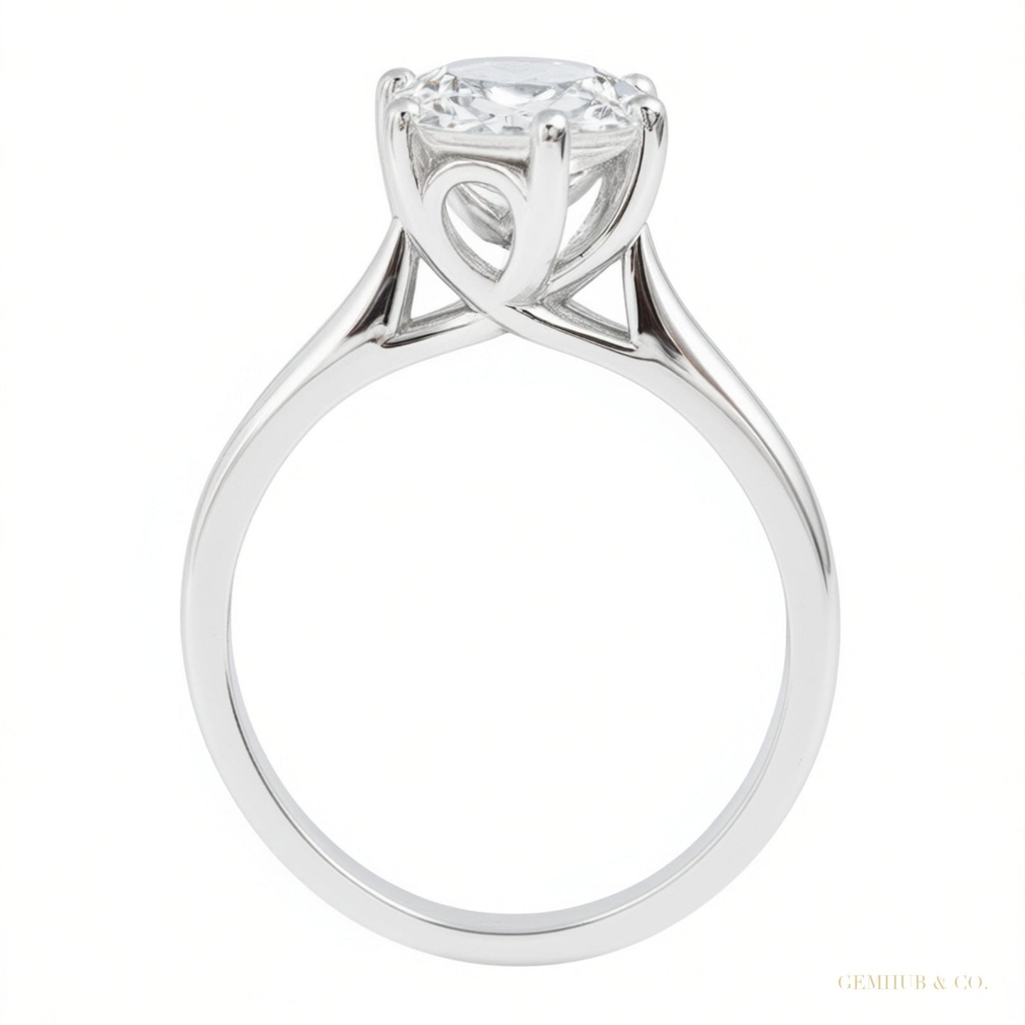 Certified 3 ct DEW Round Cut White Moissanite Solitaire Ring in 18K Gold Plated Vermei 18K Gold Plated – white background main image