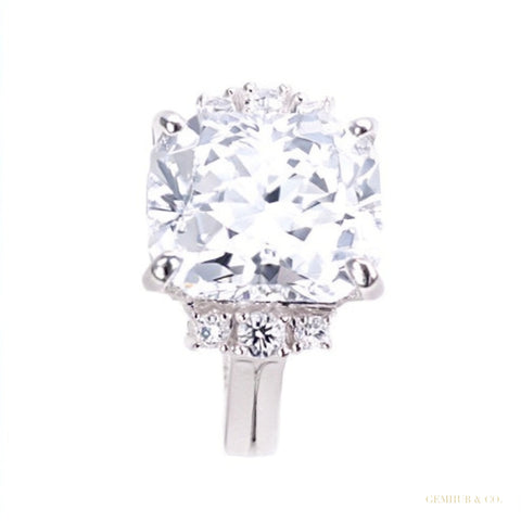 Certified 4.45ct VS1 Radiant White Moissanite Ring for Gift Use 18K Gold Plated Ver 18K Gold Plated – white background main image