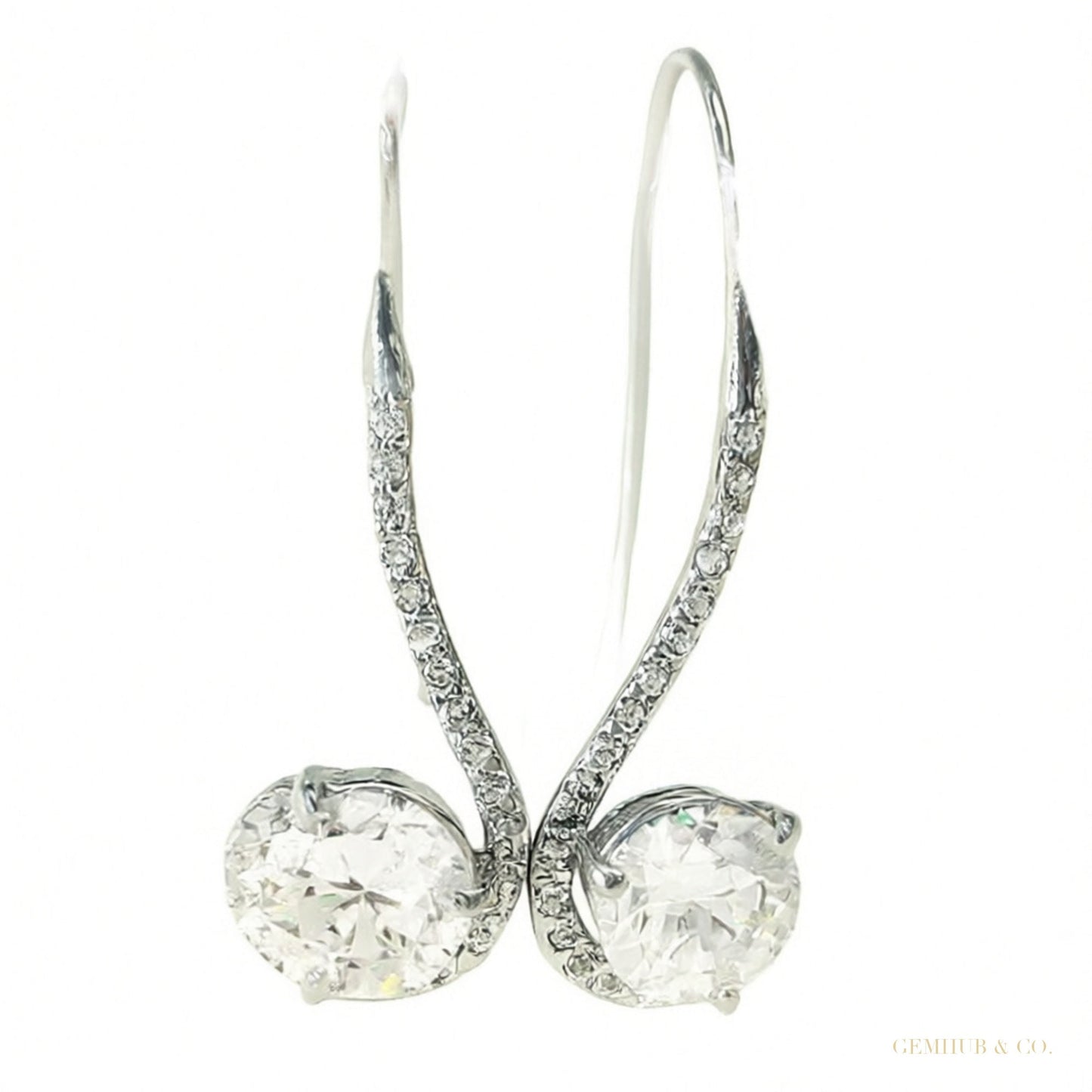Certified 4 ct DEW Round Cut F VS1 White Solitaire Moissanite Earrings Gold Vermeil – white background main image