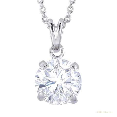 Certified 5.34 ct DEW White Moissanite Solitaire Pendant in Gold Vermeil Gift – white background main image