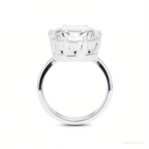 Certified 7.75ct VS1 Blue Moissanite Ring for Love Gift 18K Gold Plated – white background main image