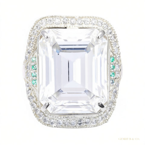 Certified 5.75 ct DEW Moissanite Solitaire Ring in Gift 18K Gold Plated – white background main image