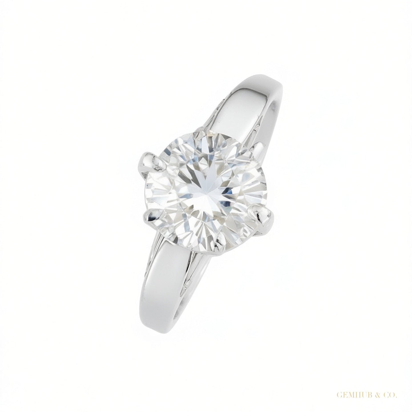 Certified 7.30 ct DEW Round Cut Moissanite Ring in for Women 18K Gold Plated – white background main image
