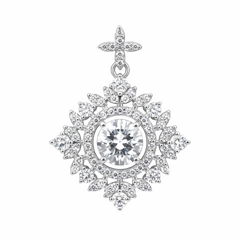 GEMHUB 5 Ct round cut lab grown diamond pendant in 18k gold vermeil with VS1 clarity.