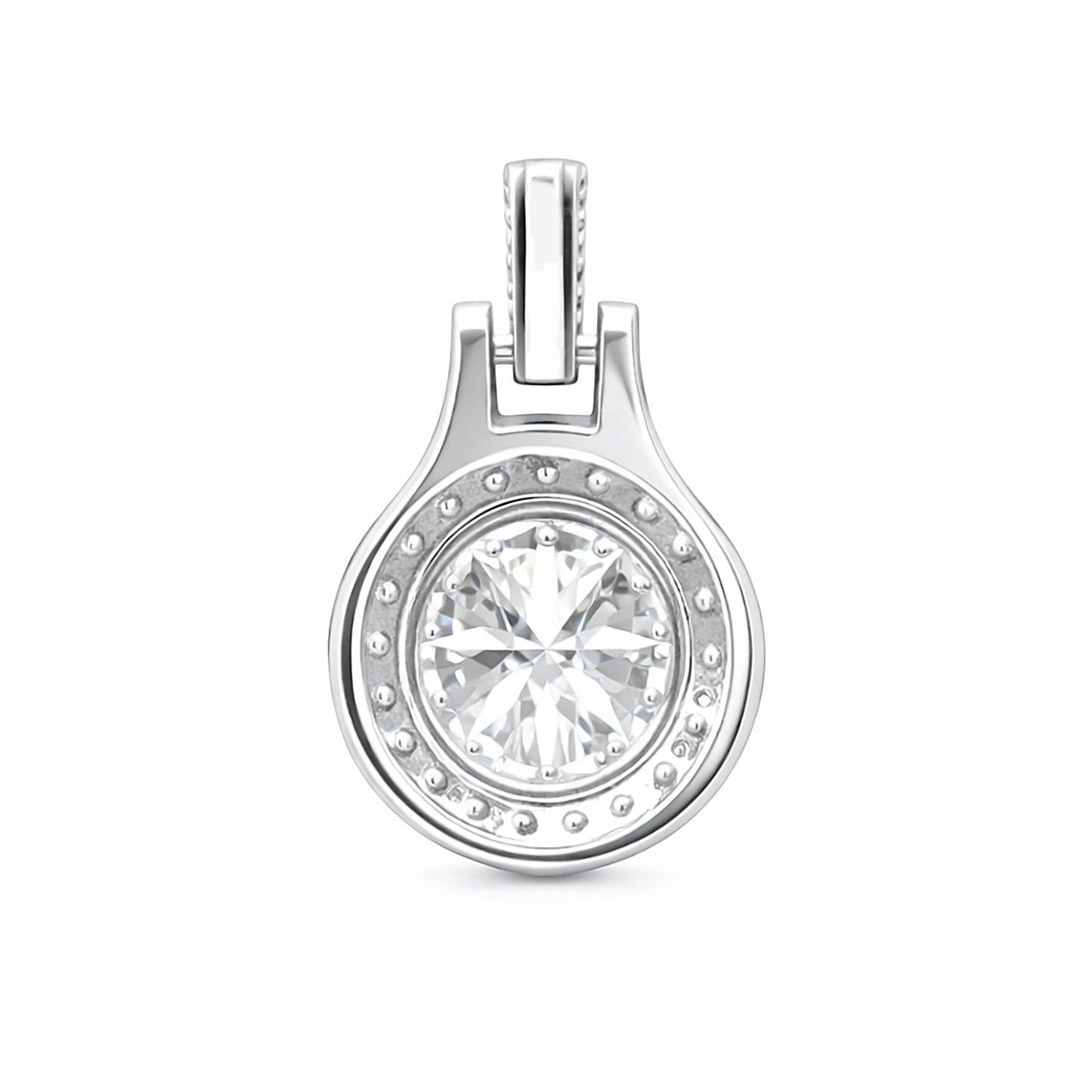 GEMHUB 2.50 Ct round cut lab grown diamond pendant in 18k gold vermeil with VS1 clarity.