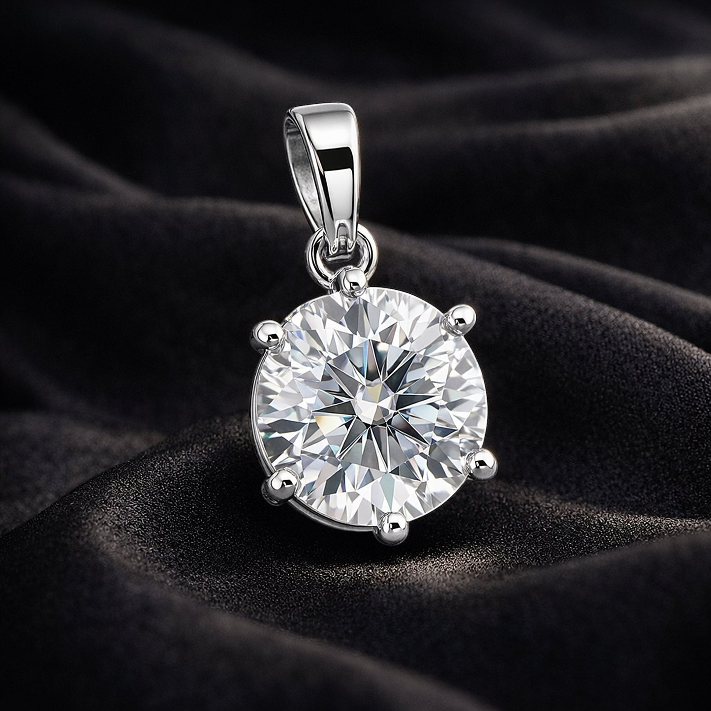 GEMHUB 3.50 Ct round cut lab grown diamond pendant, VS1 clarity, 18k gold vermeil setting. Classic solitaire design.