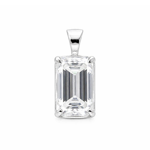 GEMHUB 3.30 Ct emerald cut lab grown diamond pendant, VS1 clarity, 18k gold vermeil setting.