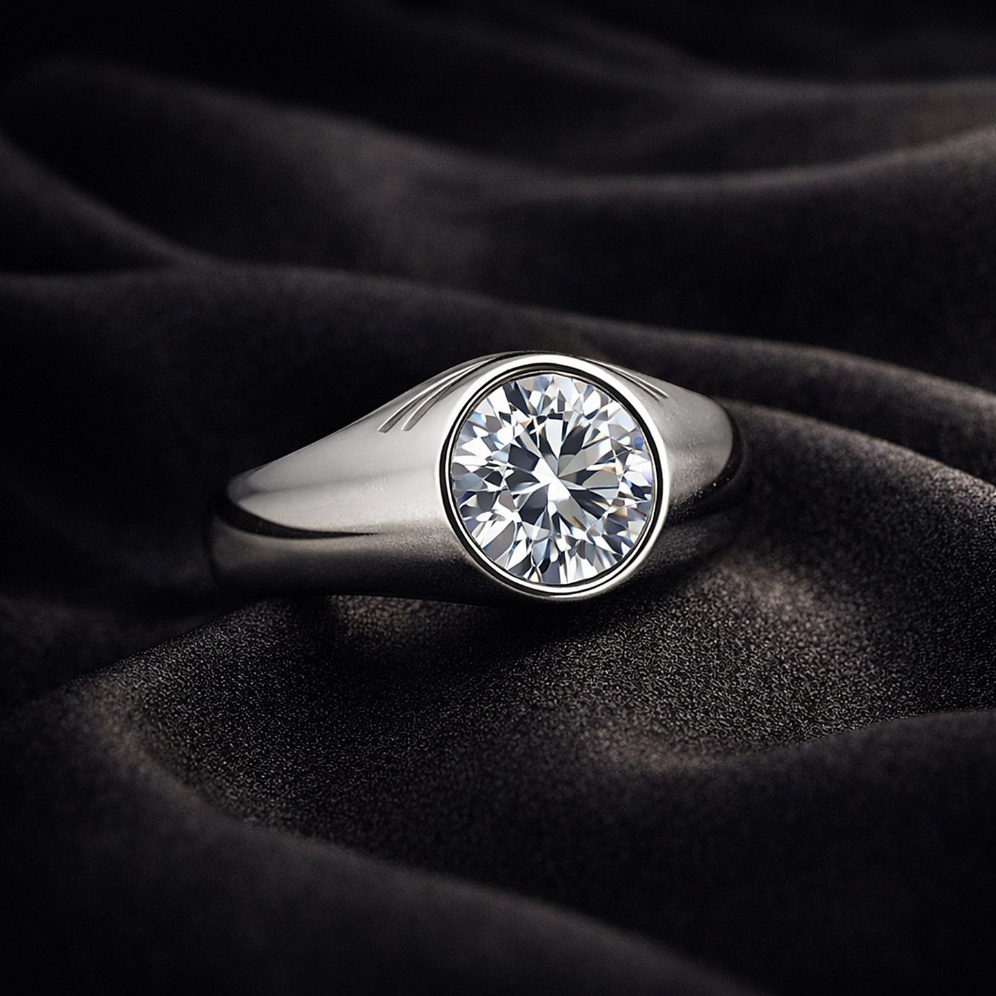GEMHUB 3 Ct round cut lab grown diamond ring in 18k gold vermeil with VS1 clarity.