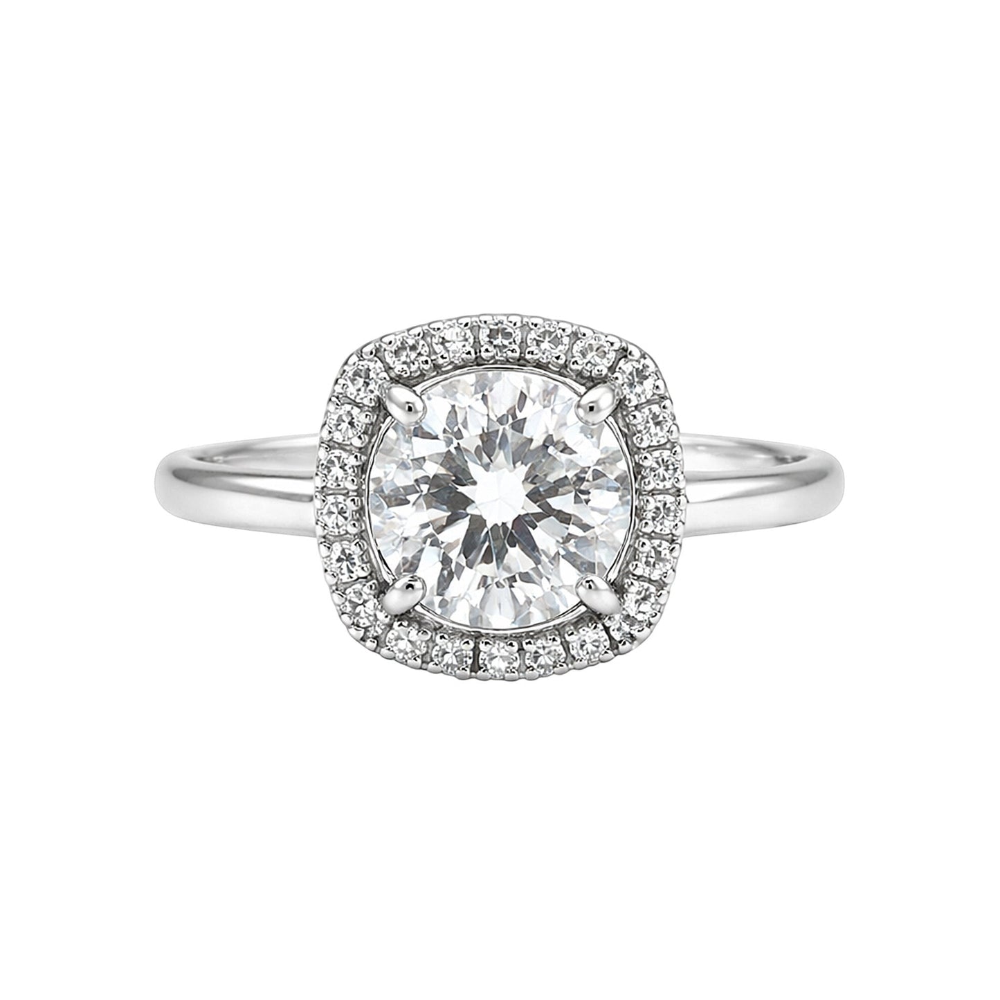 GEMHUB 4.00 Ct round cut lab grown diamond ring with halo, 18k gold vermeil.