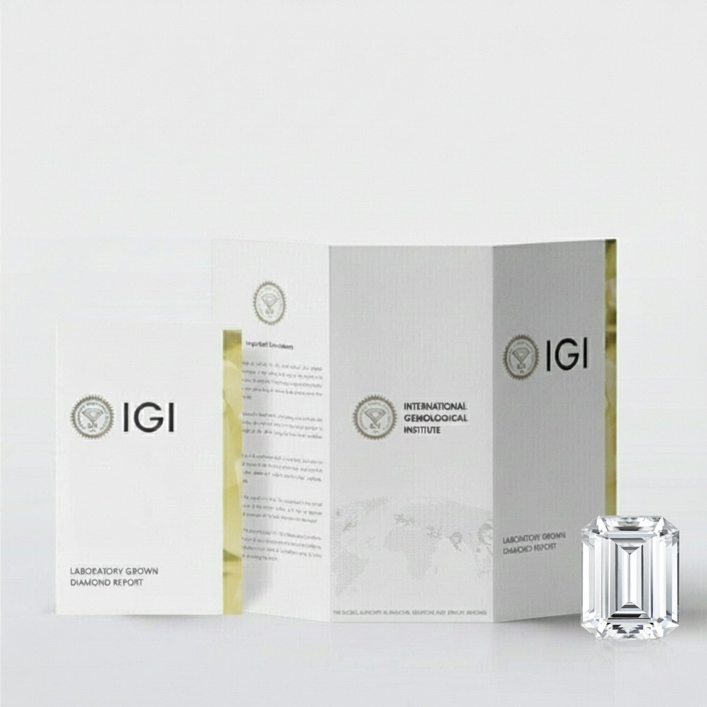 GEMHUB 1 Ct Emerald Lab Created Diamond Earrings in 950 Platinum with IGI certification.