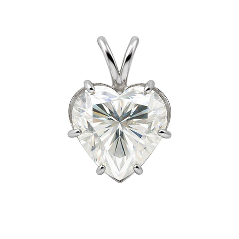 GEMHUB 3.41 Ct heart cut lab grown diamond pendant in 18k gold vermeil with VS1 clarity.