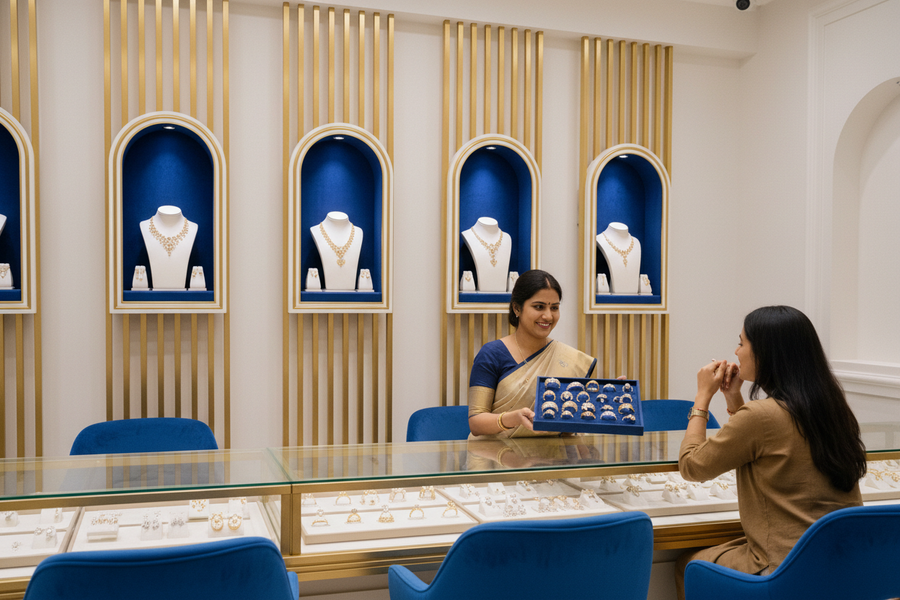 Fine jewellery display at GemHub Gurugram