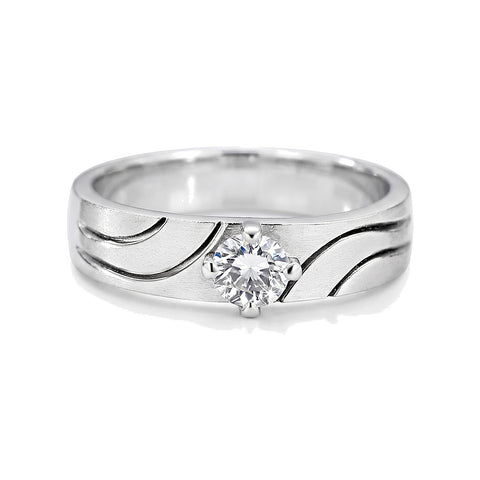 Minimalist Diamond and Platinum Couple Bands – white background main image