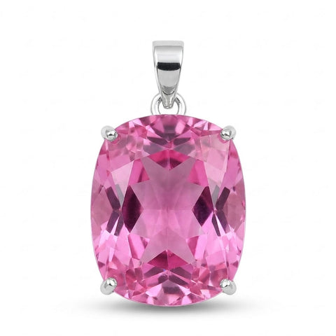 GEMHUB Pink Topaz Cushion 86.45 Ct natural gemstone pendant in 925 sterling silver