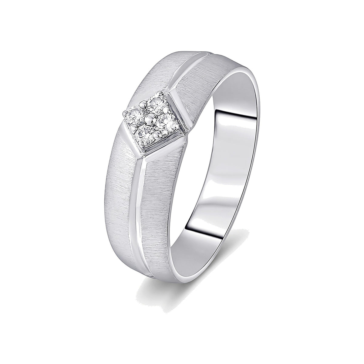 Textured Diamond and Platinum Ring for Men - 950Pt Platinum - GEMHUB